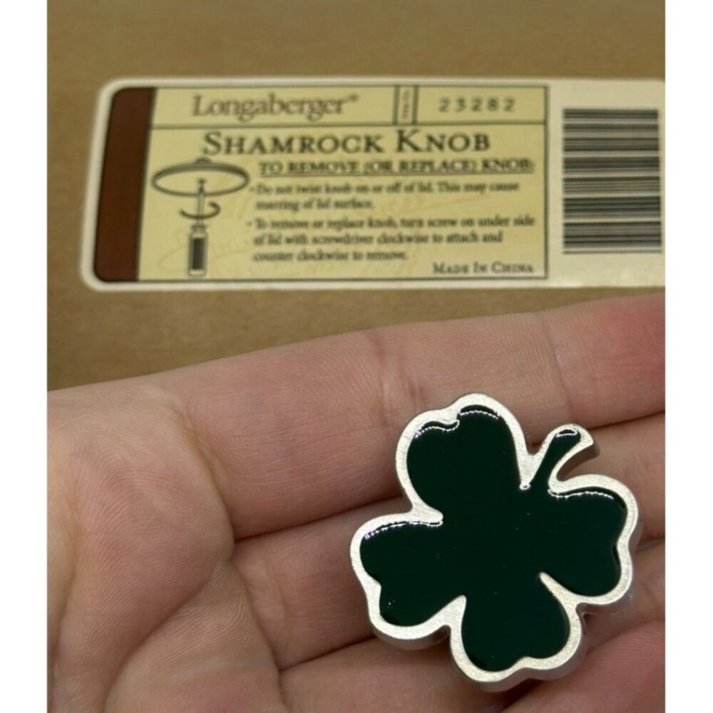 VTG Longaberger 23282 Shamrock Basket Knob Green‎ Lucky Clover NIP Authentic